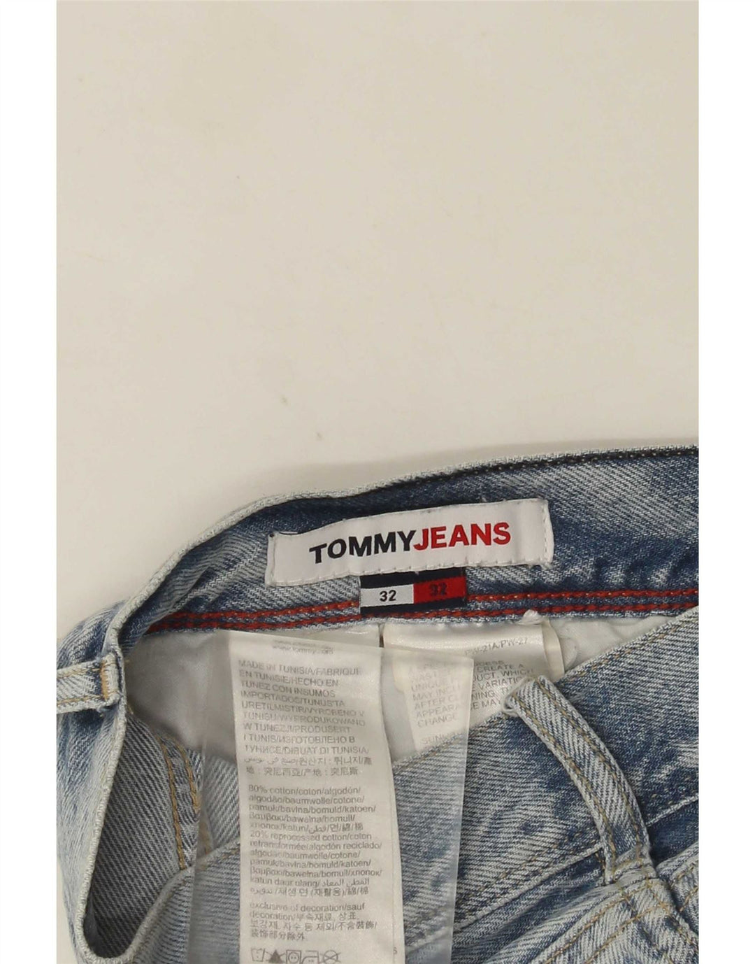 Jeans retos masculinos Tommy Hilfiger W32 L32 algodão azul