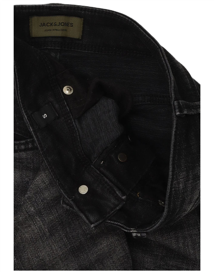 Shorts jeans masculino Jack & Jones desgastado pequeno W29 preto