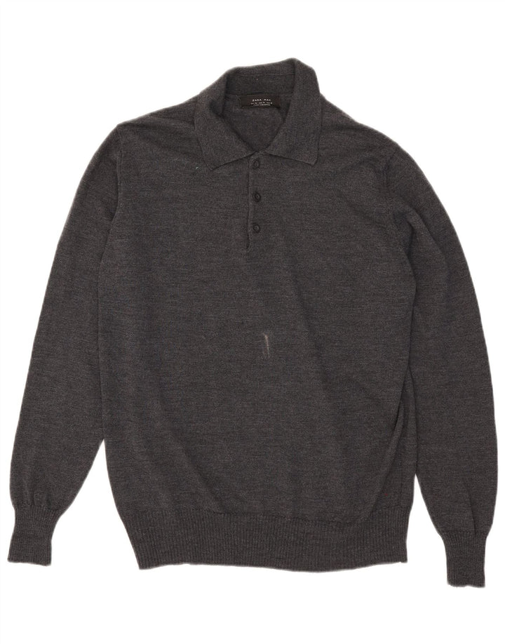Suéter masculino Zara com gola polo XL cinza