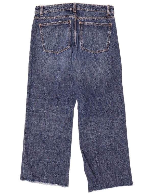 Calça jeans feminina Zara de perna larga EU 40 médio W30 L29 algodão azul