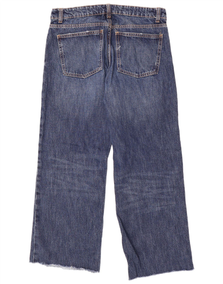 Calça jeans feminina Zara de perna larga EU 40 médio W30 L29 algodão azul