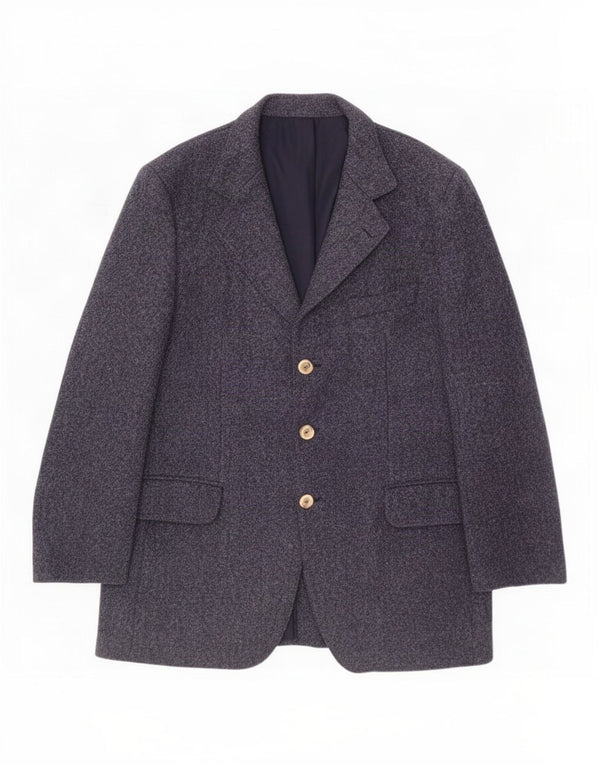 Jaqueta blazer masculina Harris Tweed com 3 botões Reino Unido 40 grande azul marinho nova lã