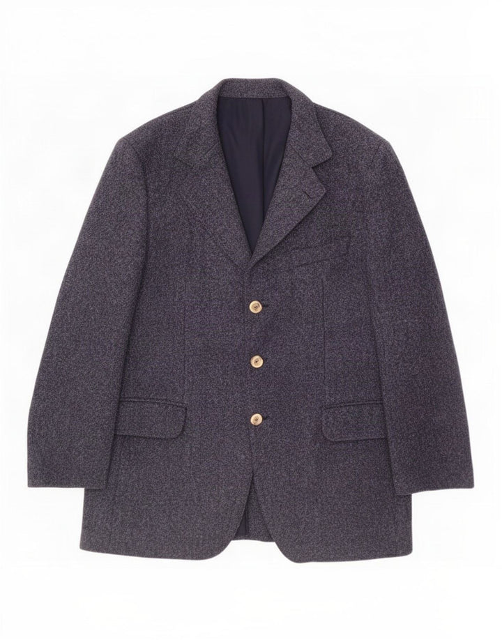 Jaqueta blazer masculina Harris Tweed com 3 botões Reino Unido 40 grande azul marinho nova lã