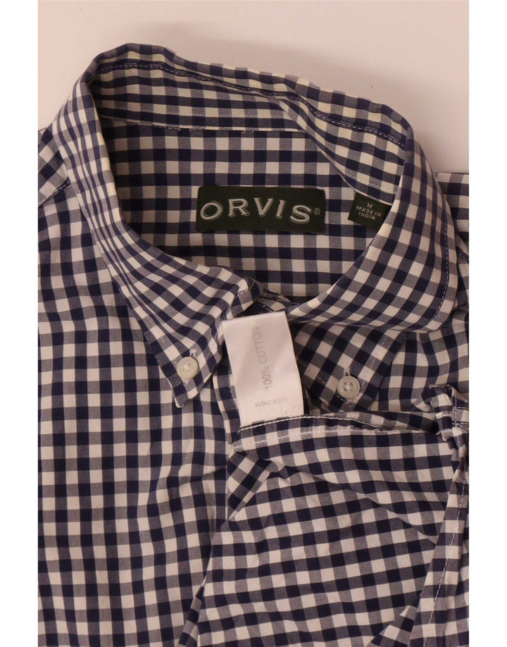Camisa masculina de manga curta Orvis, algodão guingão azul marinho médio