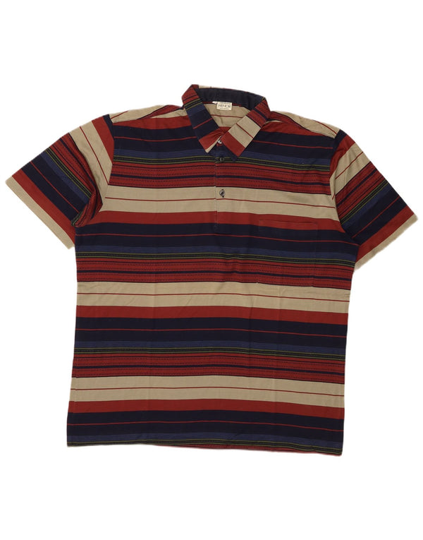 Camisa polo masculina vintage grande algodão listrado multicolorido