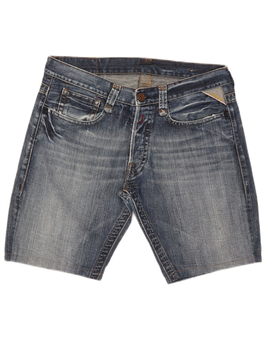 Shorts jeans masculino Replay W34 grande algodão azul