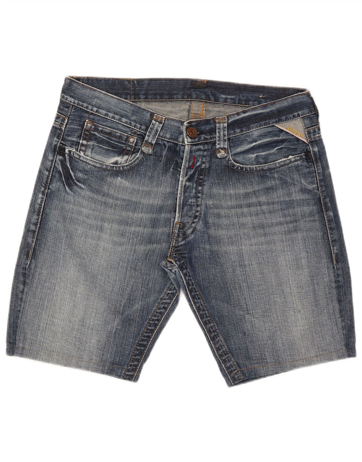 Shorts jeans masculino Replay W34 grande algodão azul