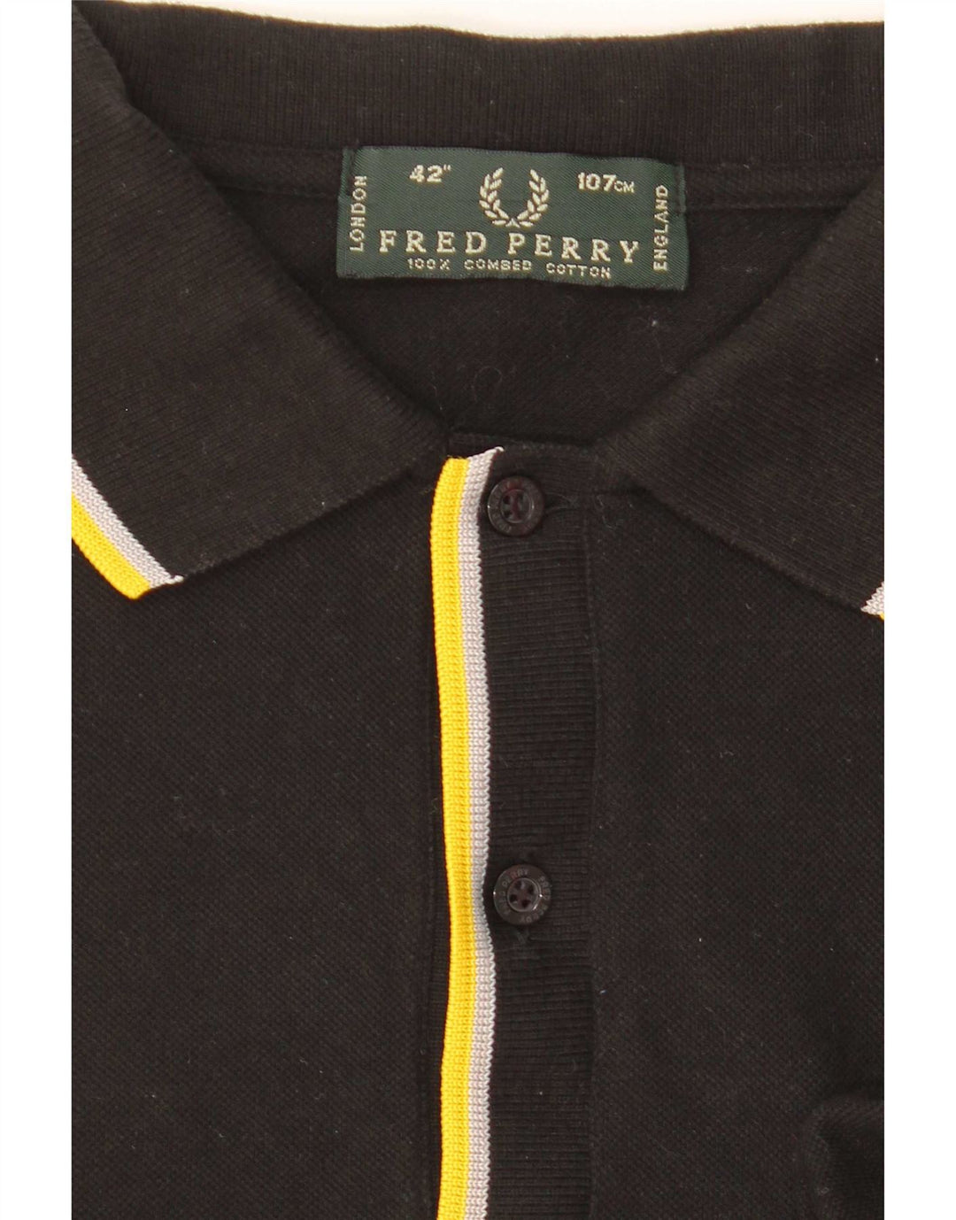 Camisa polo masculina Fred Perry de algodão listrado preto médio
