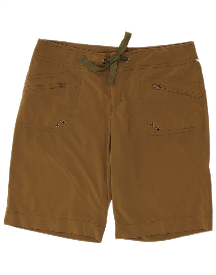 Shorts cargo feminino ATHLETA US 8 médio W34 poliéster cáqui
