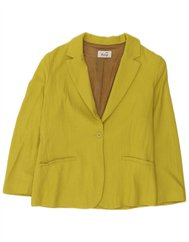 Jaqueta blazer feminina Niu com 1 botão Reino Unido 14 poliéster amarelo médio