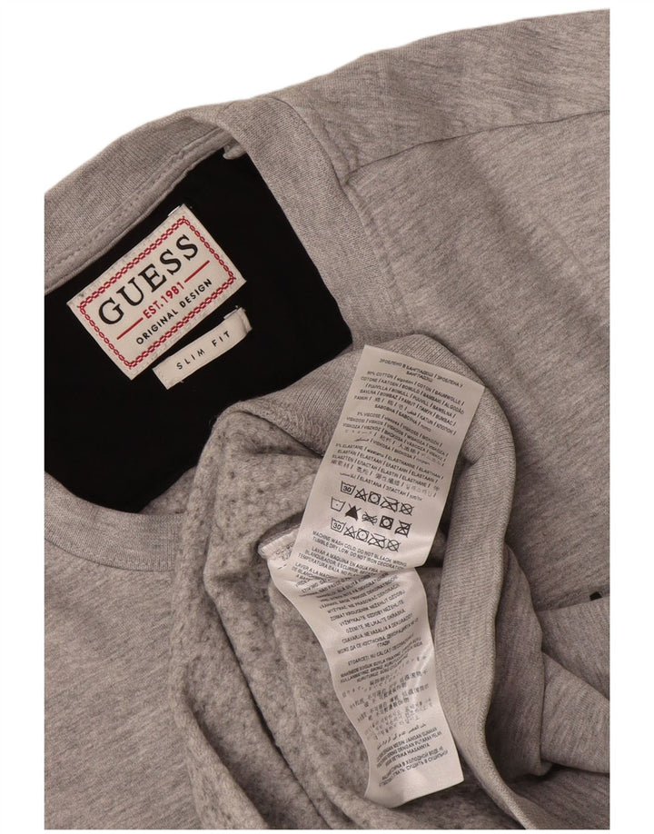 Guess Mens Slim Fit Moletom Jumper Médio Algodão Cinza