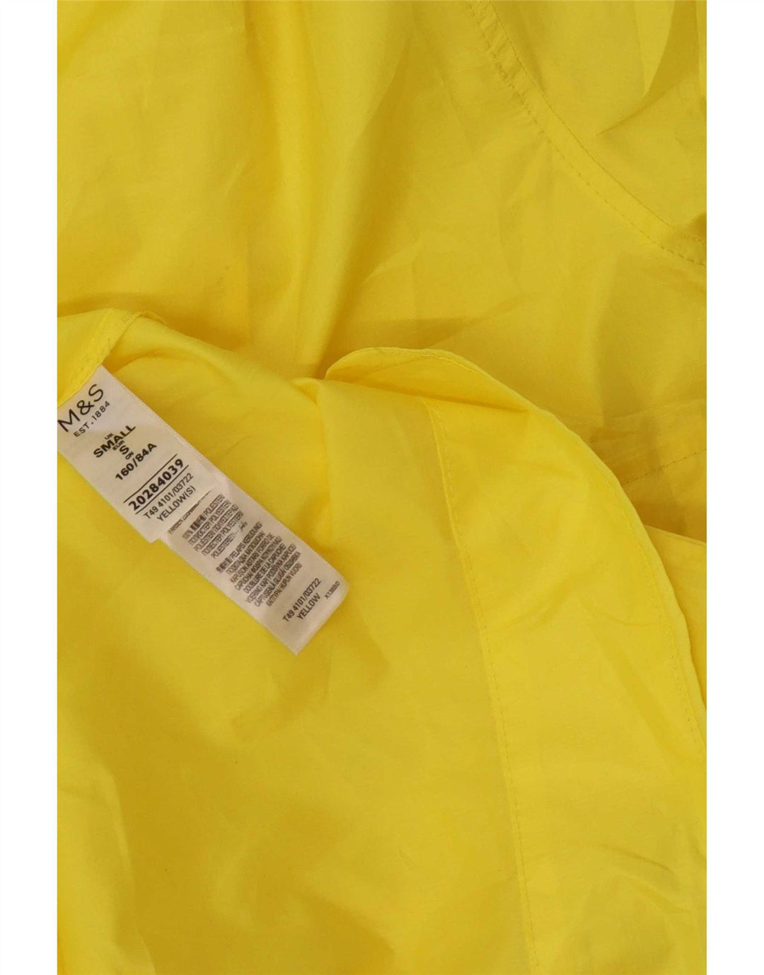 Capa de chuva feminina com capuz Marks & Spencer UK 10 pequena poliéster amarelo