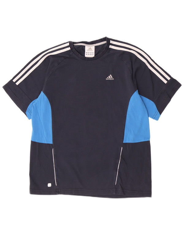 Camiseta masculina Adidas regular de manga curta Top pequeno azul marinho Colourblock