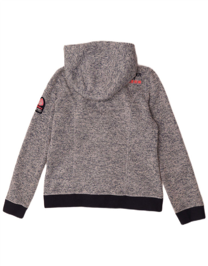 Suéter masculino Superdry com capuz e zíper Reino Unido 14 grande poliéster manchado azul