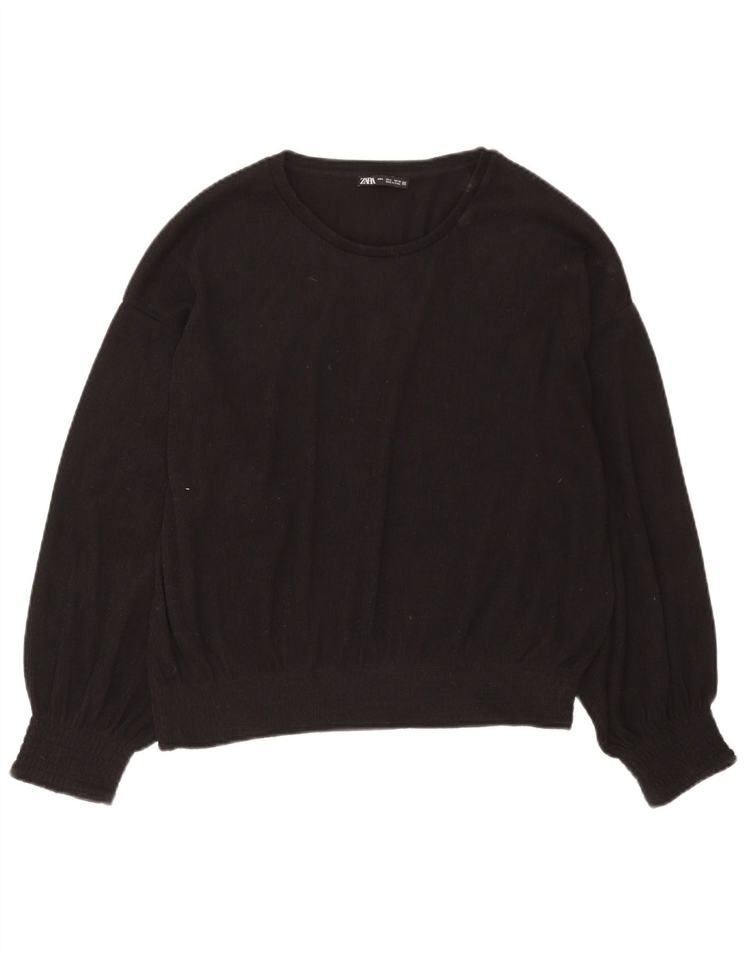 Zara Suéter feminino com gola canoa e gola redonda Reino Unido 16 grande poliéster preto