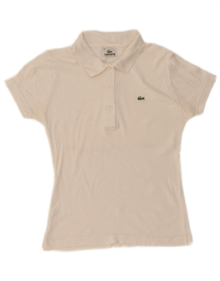 Camisa polo feminina Lacoste tamanho 38 médio algodão branco