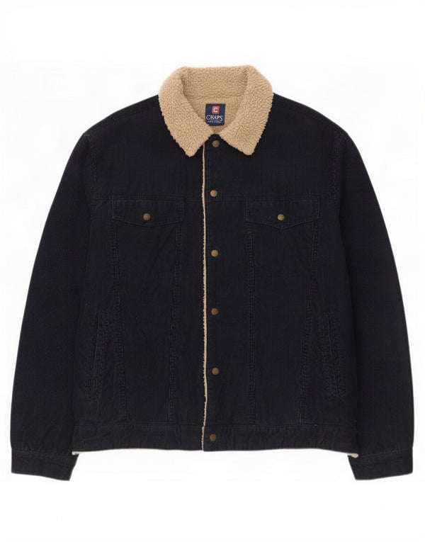 Jaqueta masculina alta de veludo Sherpa Chaps Reino Unido 42 XL azul marinho algodão