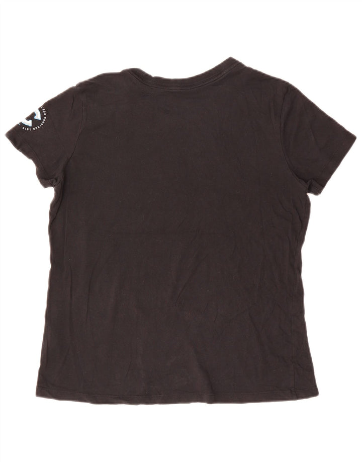 Camiseta feminina NIKE Dri Fit Graphic UK 16 grande algodão preto