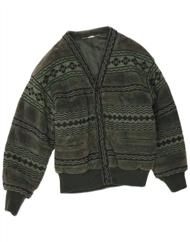 Jaqueta bomber masculina de camurça Breco IT 50 grande couro verde