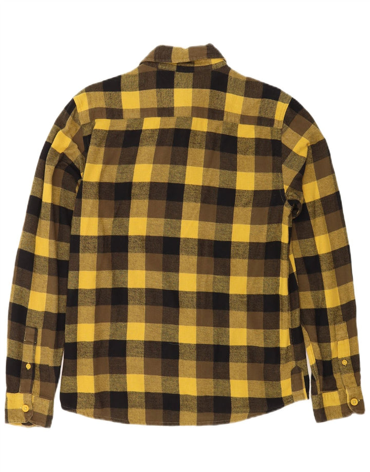 Camisa masculina de flanela Dickies pequena de algodão xadrez amarelo