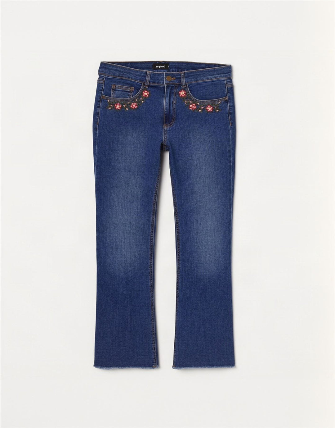 Desigual Jeans Bootcut Feminino EU 38 Médio W28 L27 Azul Floral Algodão