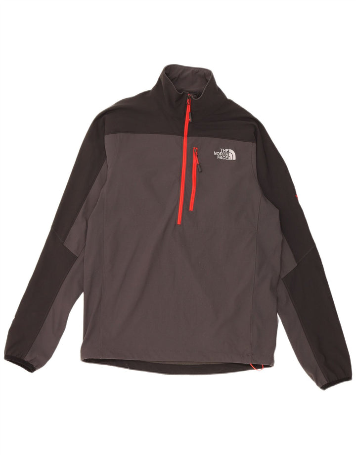 Pulôver masculino The North Face com zíper e gola em bloco colorido cinza pequeno