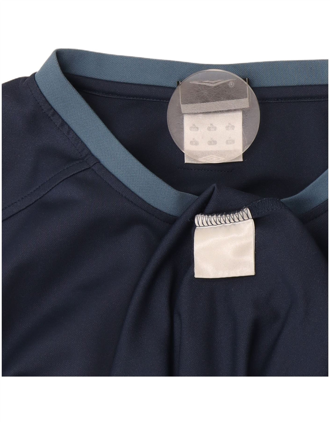 Camiseta gráfica masculina Umbro Top XL azul marinho colorblock poliéster