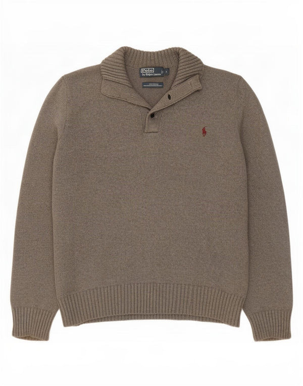 Suéter masculino Polo Ralph Lauren com gola redonda e algodão cinza grande