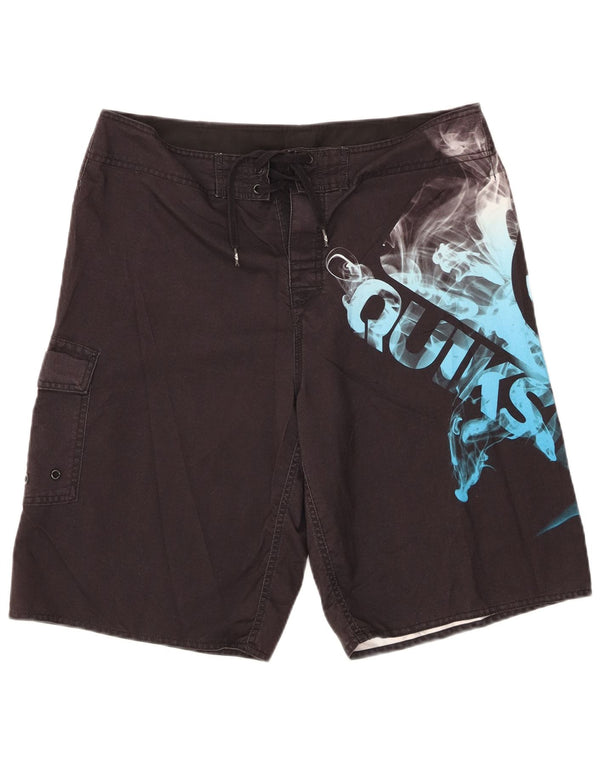 Shorts de natação masculinos Quiksilver Graphic Cargo grande poliéster preto