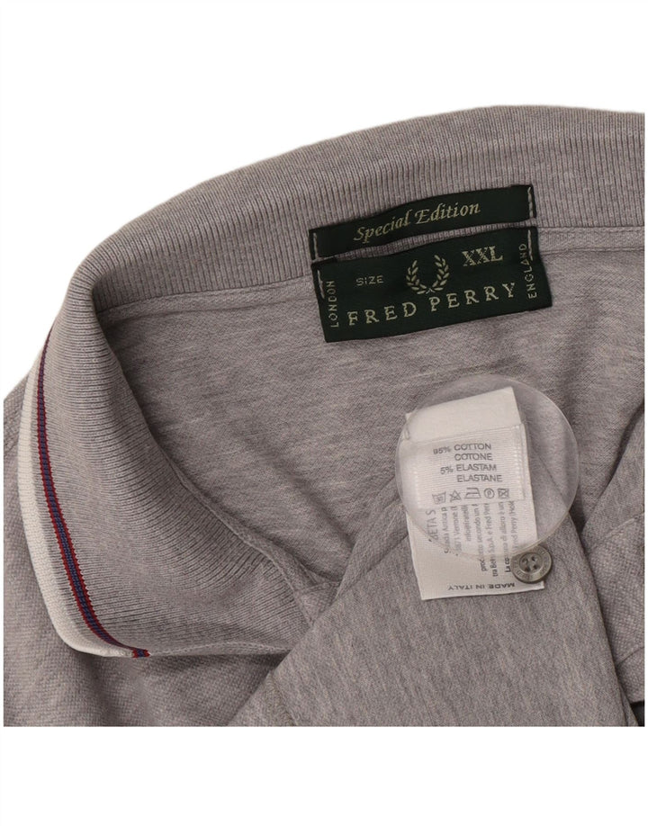 Camisa polo masculina Fred Perry 2XL algodão manchado cinza