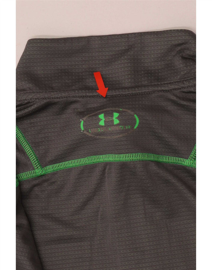 Under Armour Mens Zip Neck Top Manga Longa Grande Cinza Poliéster Esportes