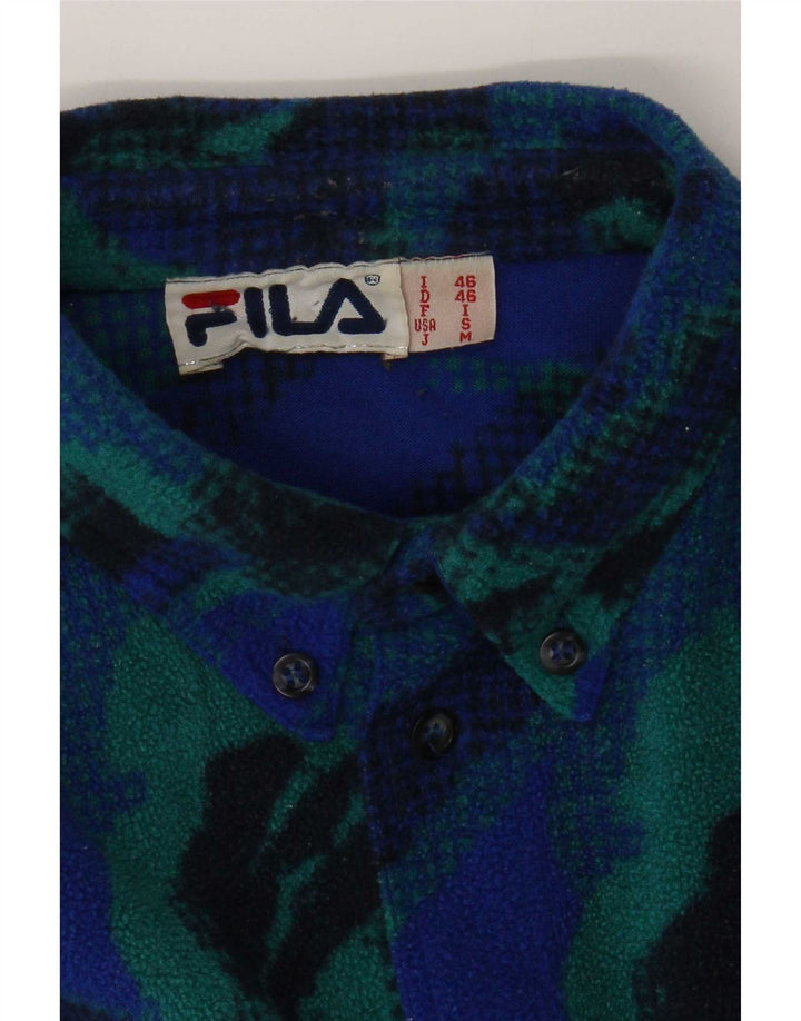 Fila Mens Abstract Pattern Fleece Shirt IT 46 Pequeno Azul