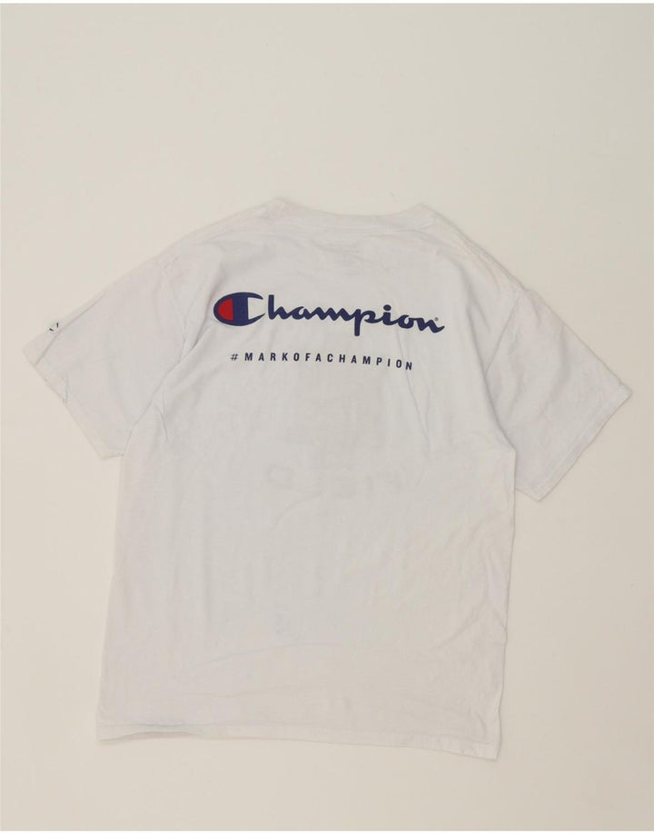 CHAMPION Mens Graphic T-Shirt Top Medium White Vintage Champion and Second-Hand Champion from Messina Hembry 