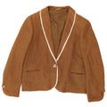 Jaqueta blazer feminina vintage com 1 botão Reino Unido 14 Ramie marrom médio