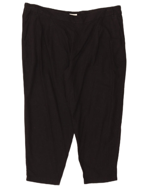 Calça capri feminina Marks & Spencer Reino Unido 24 4XL W42 L25 linho preto