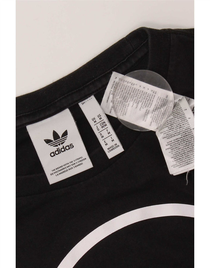Adidas Mens Graphic T-Shirt Top Médio Algodão Preto