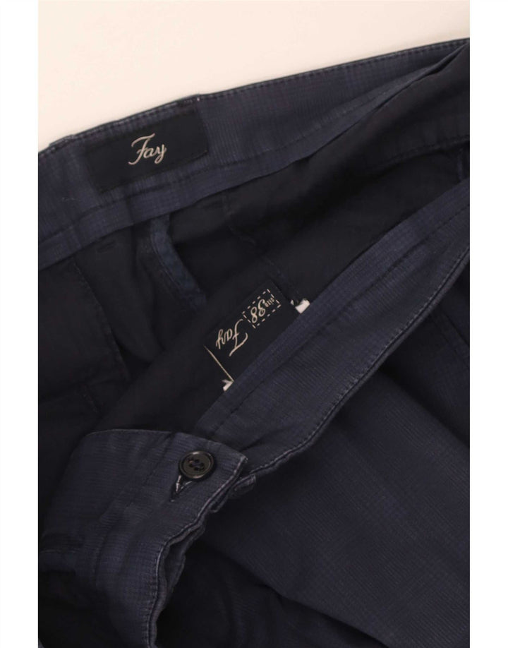 Calça Chino Fay Masculina Slim W38 L30 Azul Marinho Xadrez