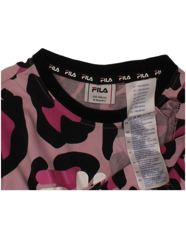 Camiseta feminina FILA Crop Graphic 9-10 anos rosa algodão estampa animal