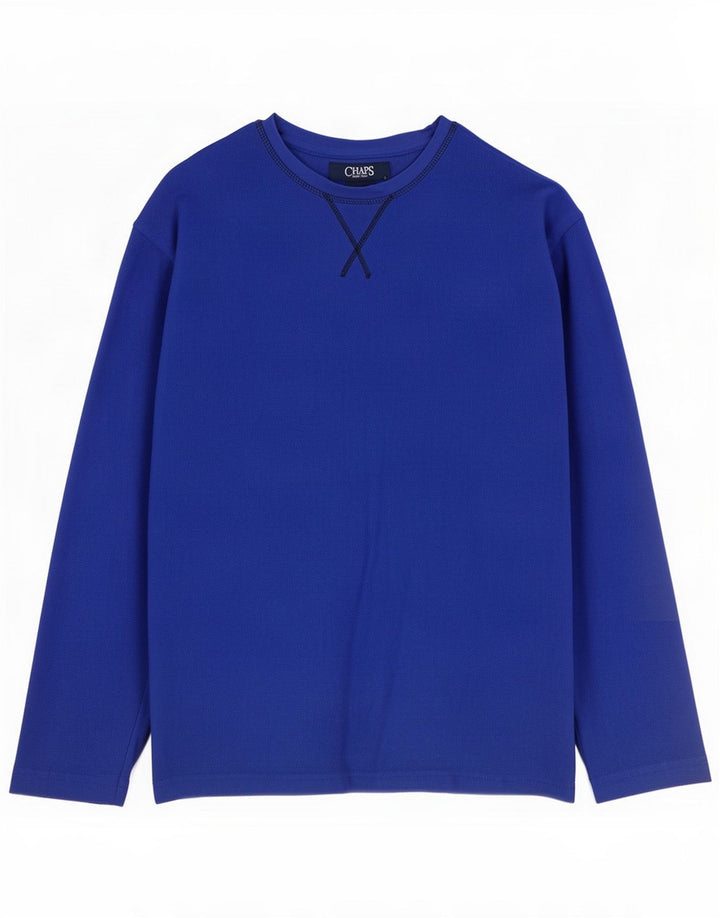 Chaps Mens Fleece Jumper Médio Poliéster Azul