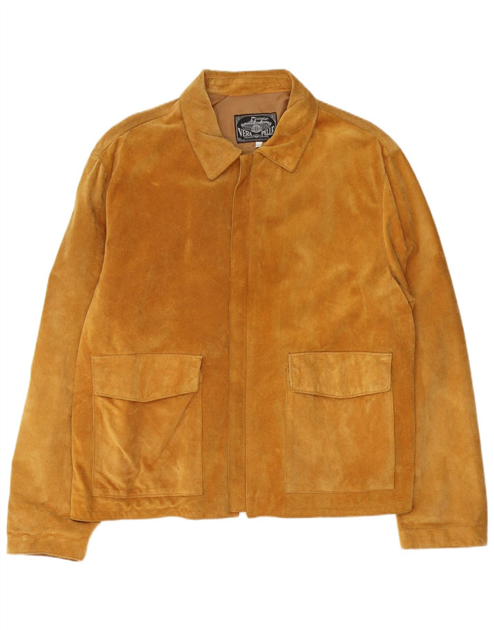 Jaqueta masculina vintage de camurça IT 54 2XL couro marrom