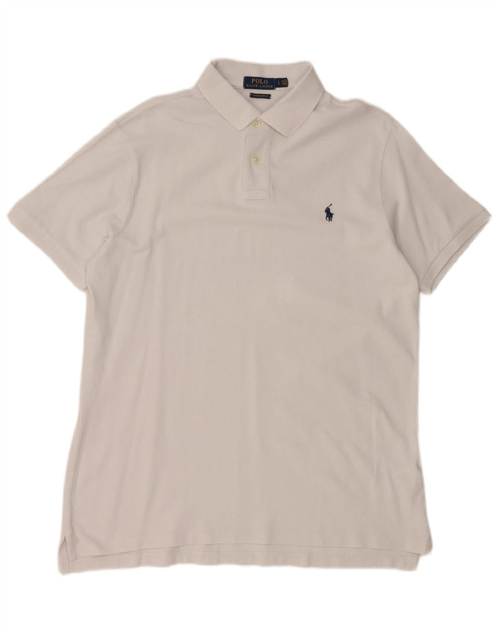POLO RALPH LAUREN Camisa polo masculina personalizada slim fit grande algodão branco