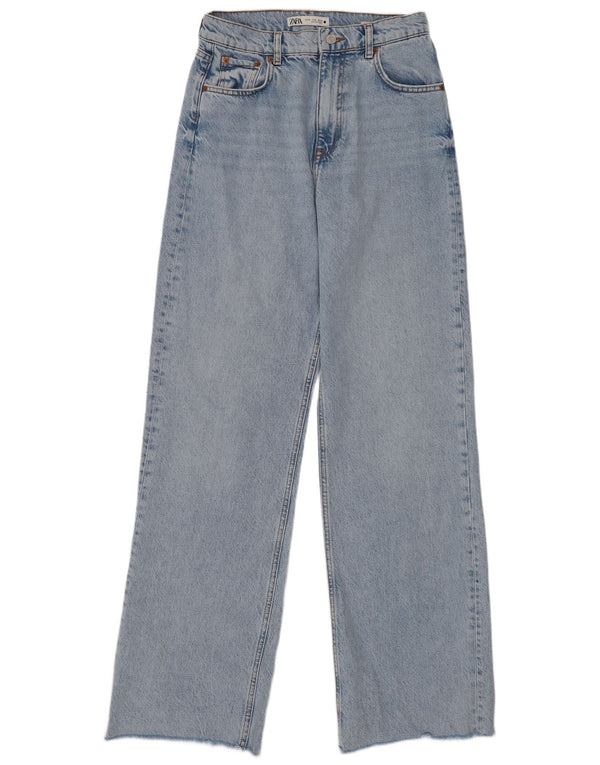 Zara Jeans feminino cintura alta UE 38 pequeno W28 L33 azul algodão anos 90
