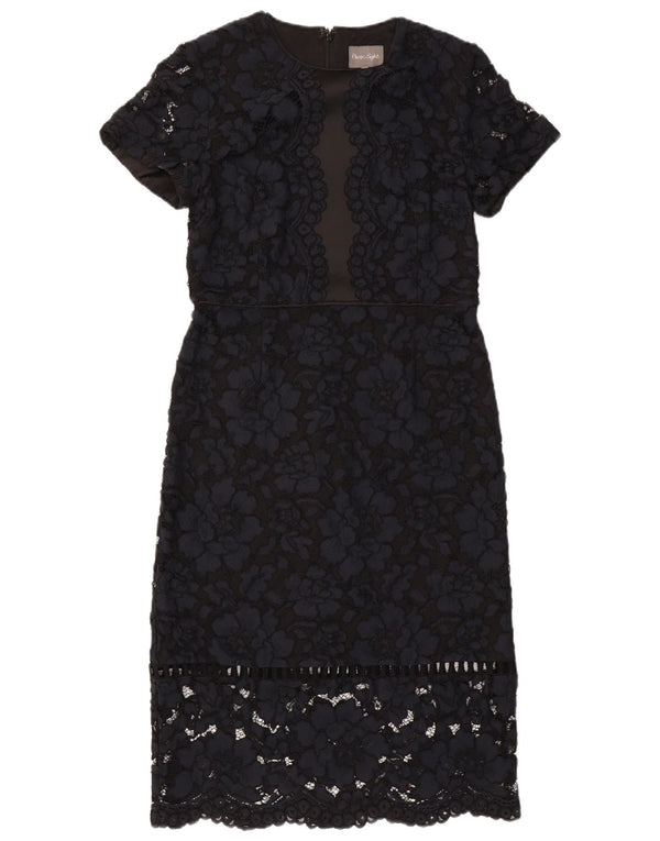 Vestido feminino com bainha de renda Phase Eight Reino Unido 14 médio azul marinho floral nylon
