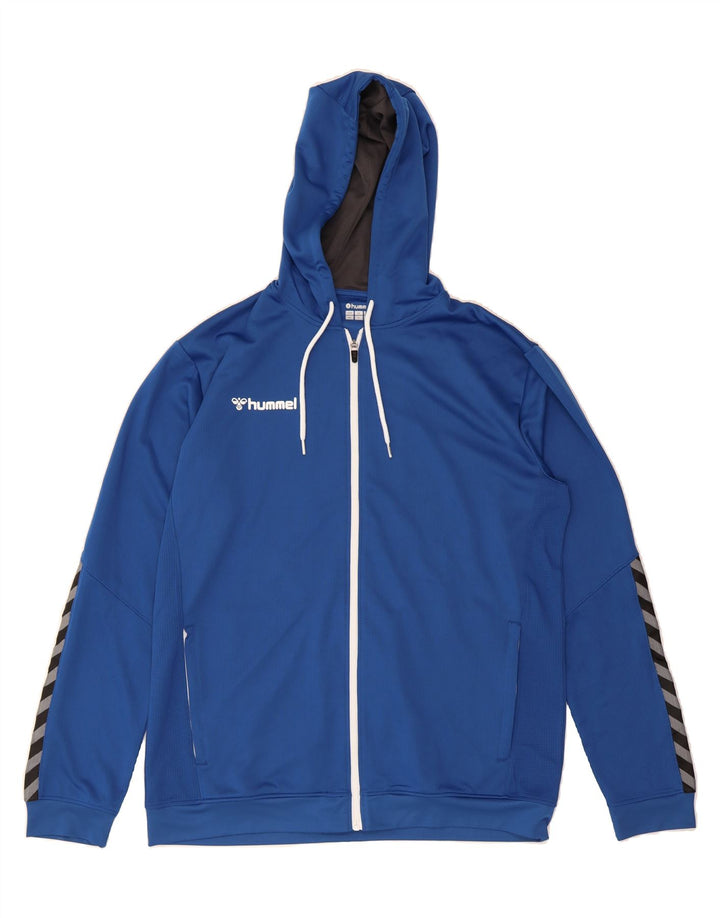 HUMMEL Mens Graphic Zip Hoodie Sweater XL Blue Vintage Hummel and Second-Hand Hummel from Messina Hembry 