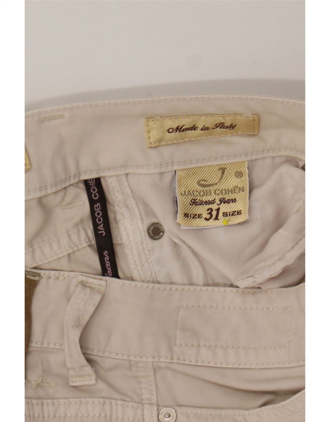 JACOB COHEN Womens Straight Casual Trousers W31 L27 Beige Cotton Vintage Jacob Cohen and Second-Hand Jacob Cohen from Messina Hembry 