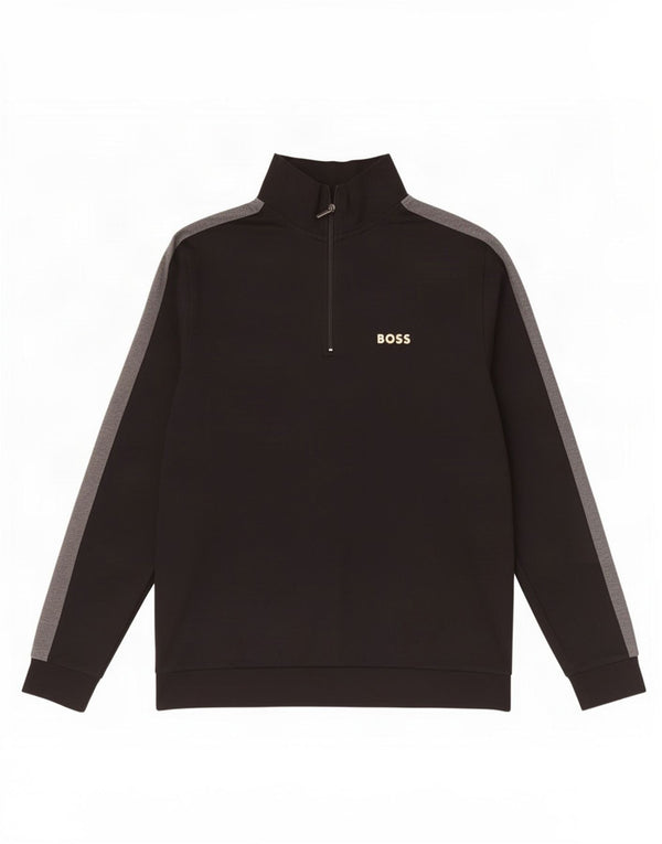 Moletom masculino Hugo Boss com zíper e gola XL preto colorblock algodão