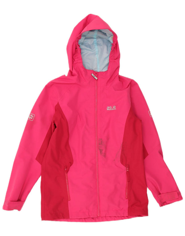 Jaqueta de chuva com capuz para meninas Jack Wolfskin 13-14 anos rosa colorblock
