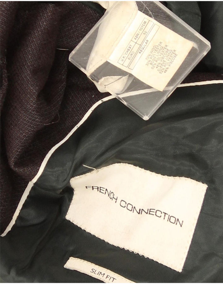 Jaqueta blazer masculina de 2 botões French Connection UK 42 XL cinza lã clássica