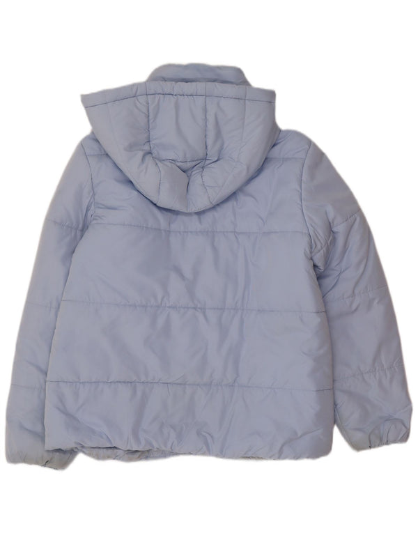 Jaqueta feminina acolchoada com capuz Marks & Spencer Reino Unido 14 grande poliéster azul