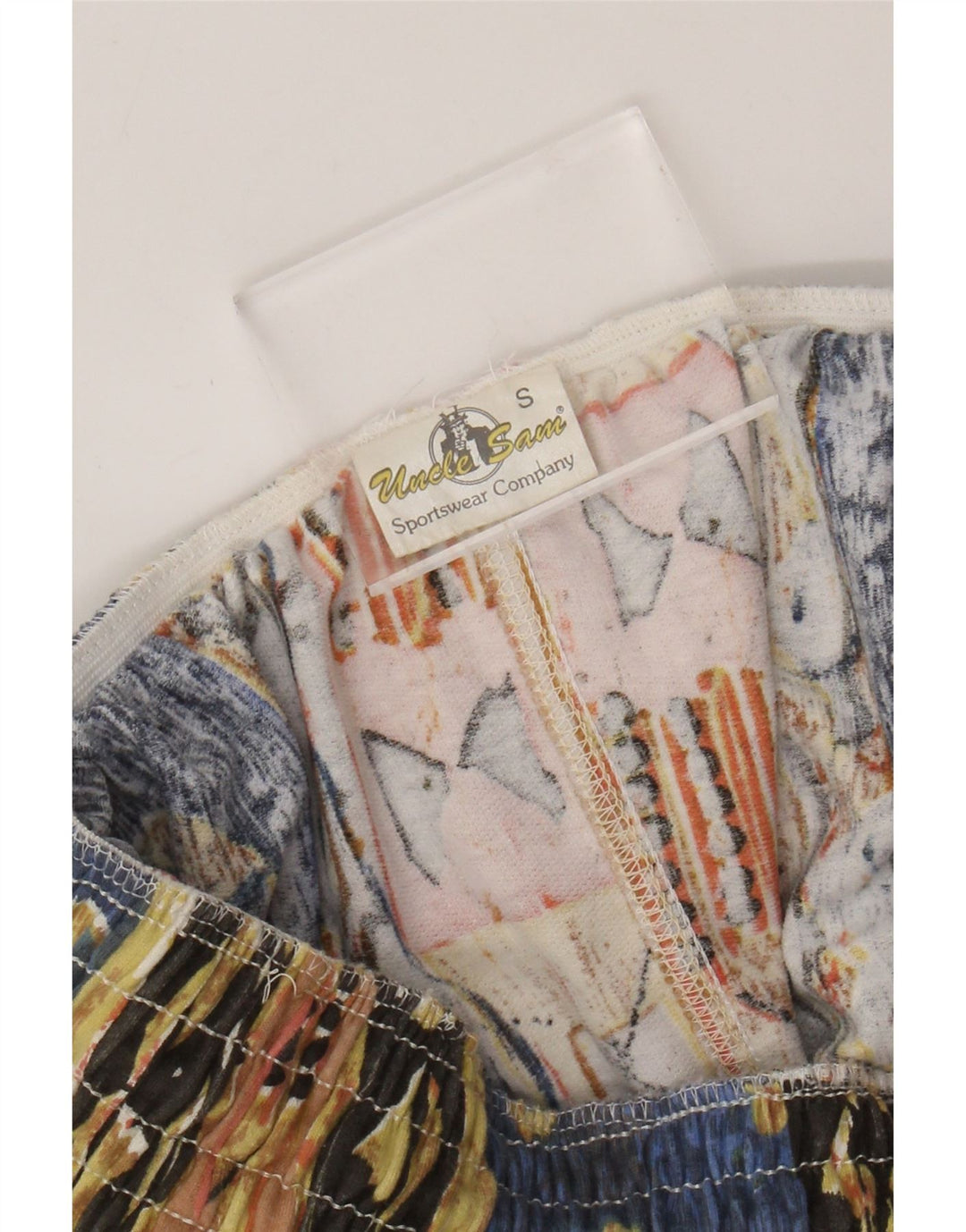 Calça feminina de cintura alta Tio Sam pequena W27 L29 algodão multicolorido